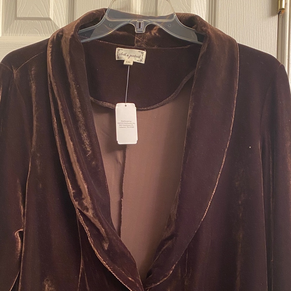 Cloth & Portrait Velvet Blazer in Rich Brown - Picture 2 of 5